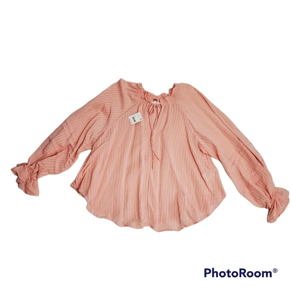 FREE PEOPLE Out of Town‎ Split Neck Blouse Sz XSMALL